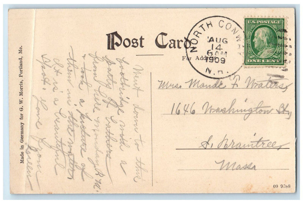 1909 Mt. Kearsarge from the Footbridge Intervale New Hampshire NH Postcard