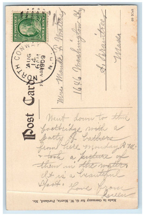 1909 Mt. Kearsarge from the Footbridge Intervale New Hampshire NH Postcard