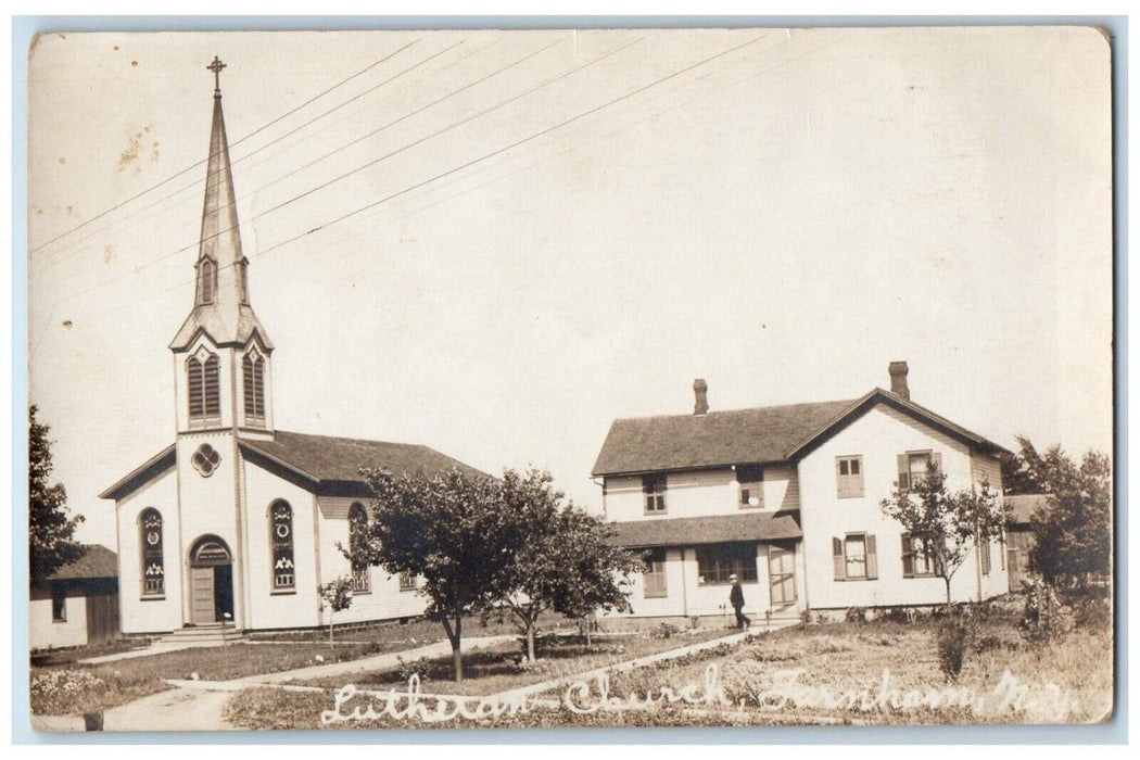 c1910's Lutheran Church Farnham New York NY RPPC Photo Posted Antique Postcard
