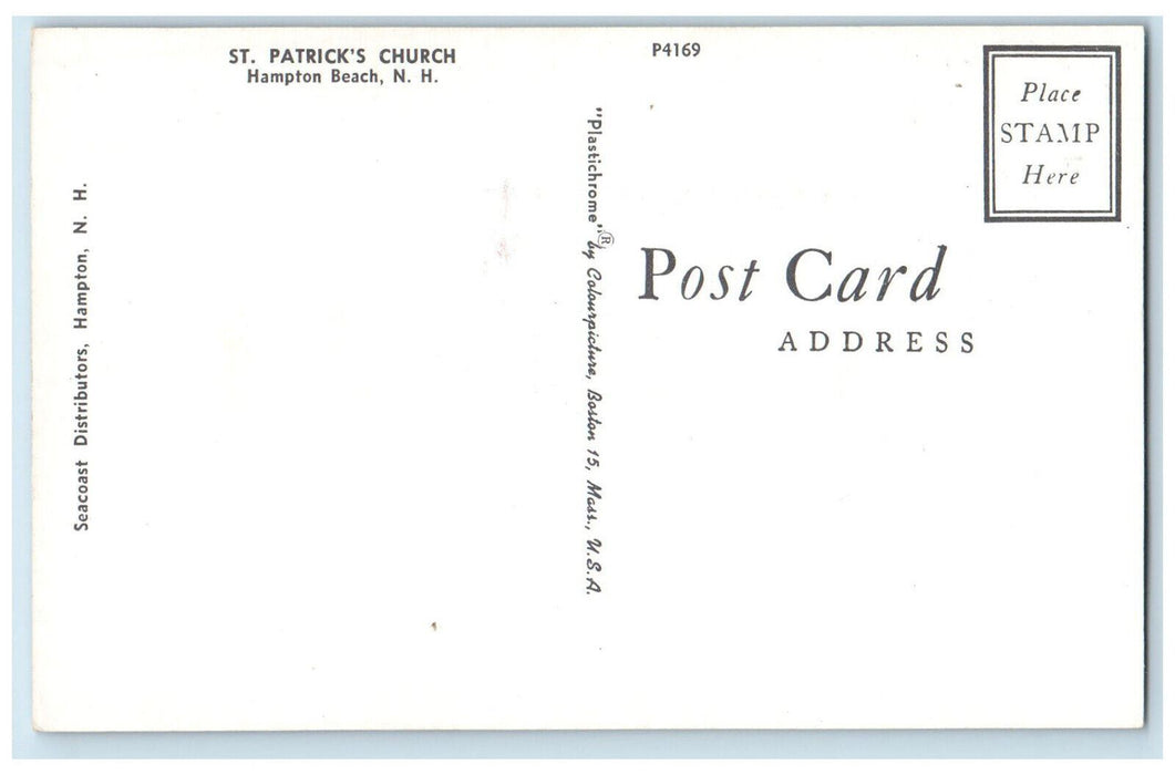 c1950's St. Patrick's Church Hampton Beach New Hampshire NH Vintage Postcard