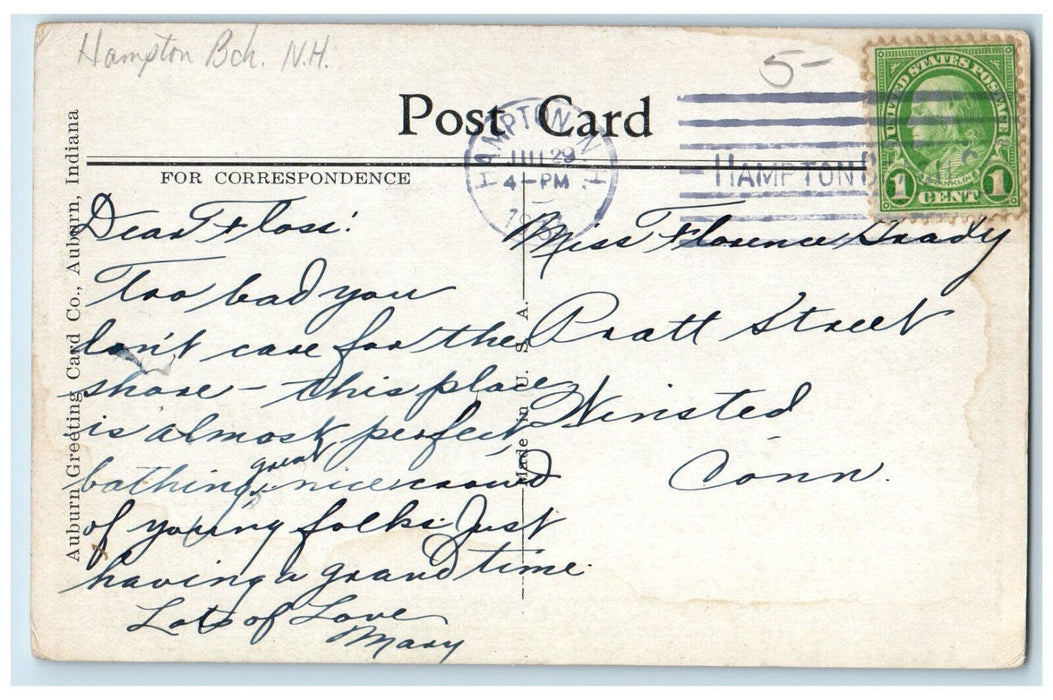1933 Looking Straight Out to Sea Hampton New Hampshire NH Vintage Postcard