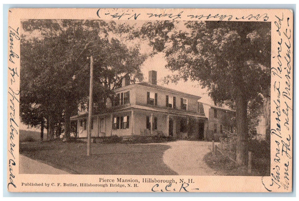 1906 Pierce Mansion Hillsborough New Hampshire NH CF Butler Antique Postcard