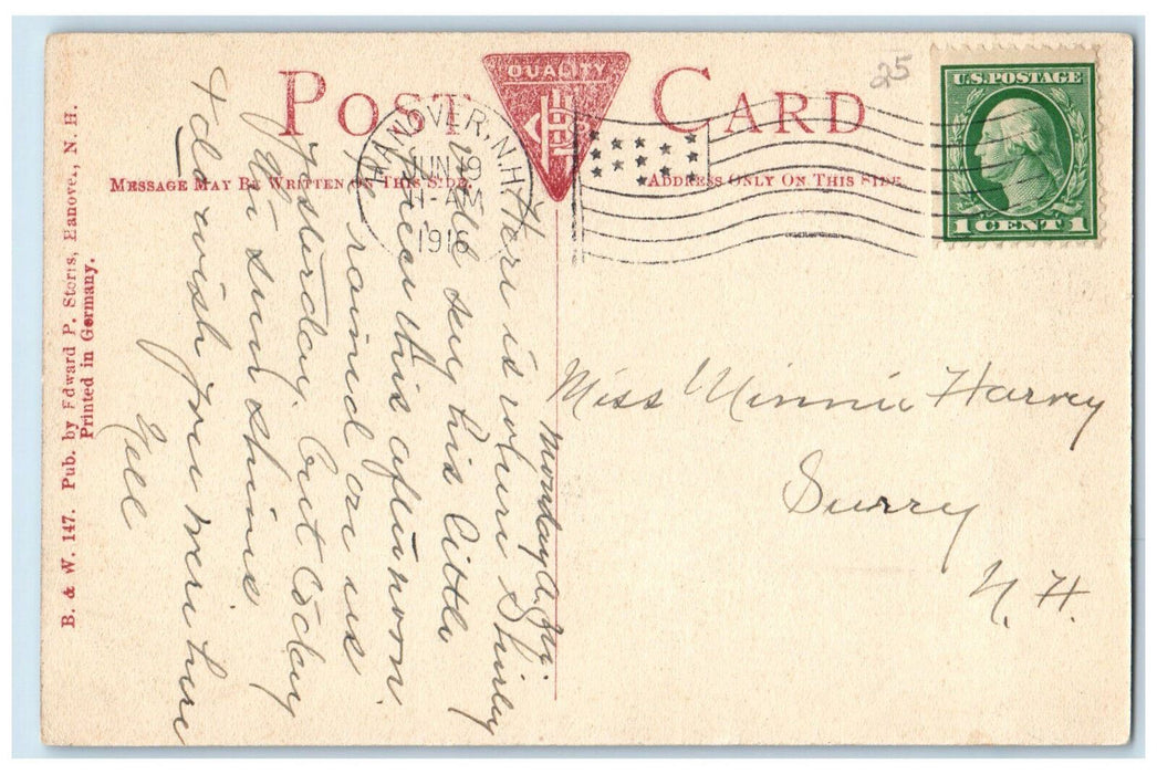 1916 Bema in College Park Hanover New Hampshire NH Antique Posted Postcard