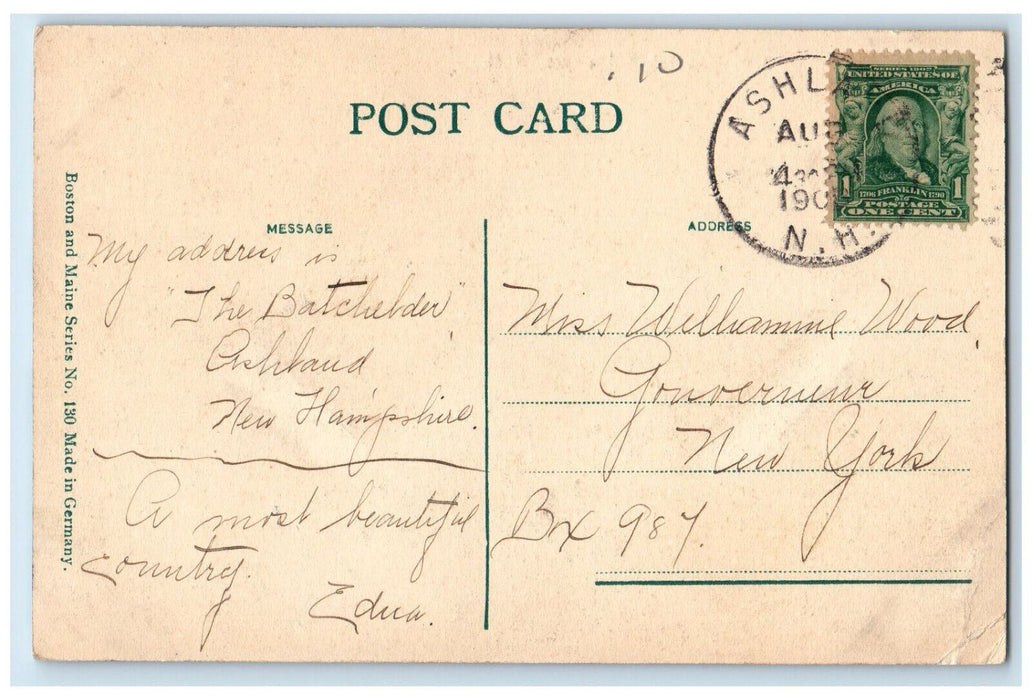 1908 Squam Lake from Winding Hill Holderness New Hampshire NH Posted Postcard
