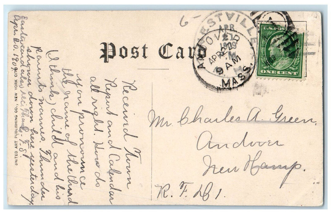 1909 Church and Library Hampstead New Hampshire NH L. Randall Postcard