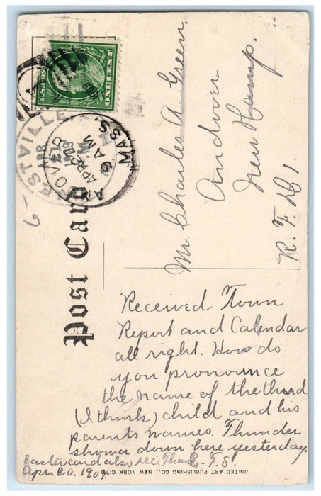 1909 Church and Library Hampstead New Hampshire NH L. Randall Postcard
