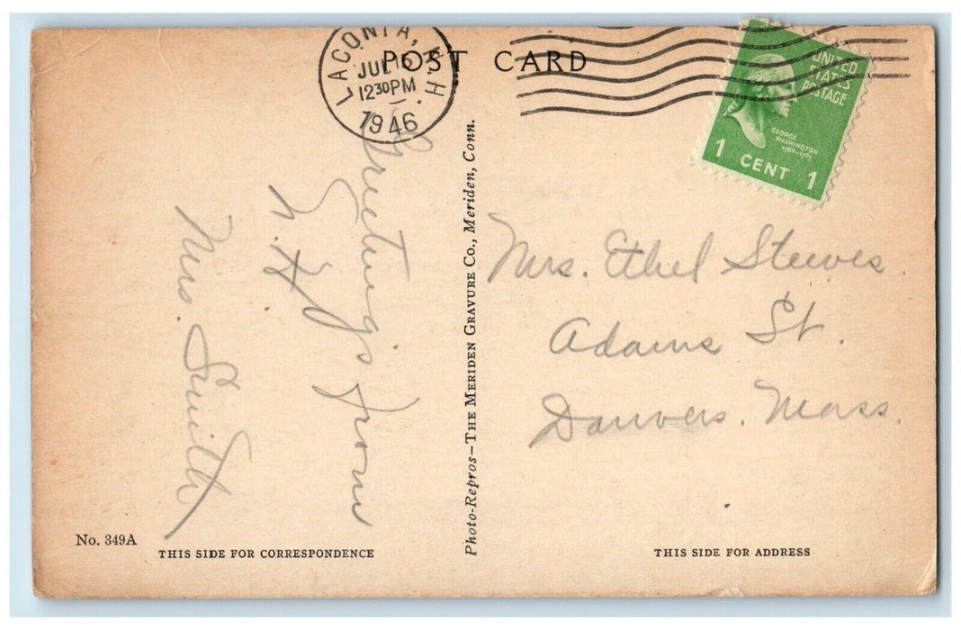 c1946 Congregational Church Chapel Street Laconia New Hampshire Vintage Postcard