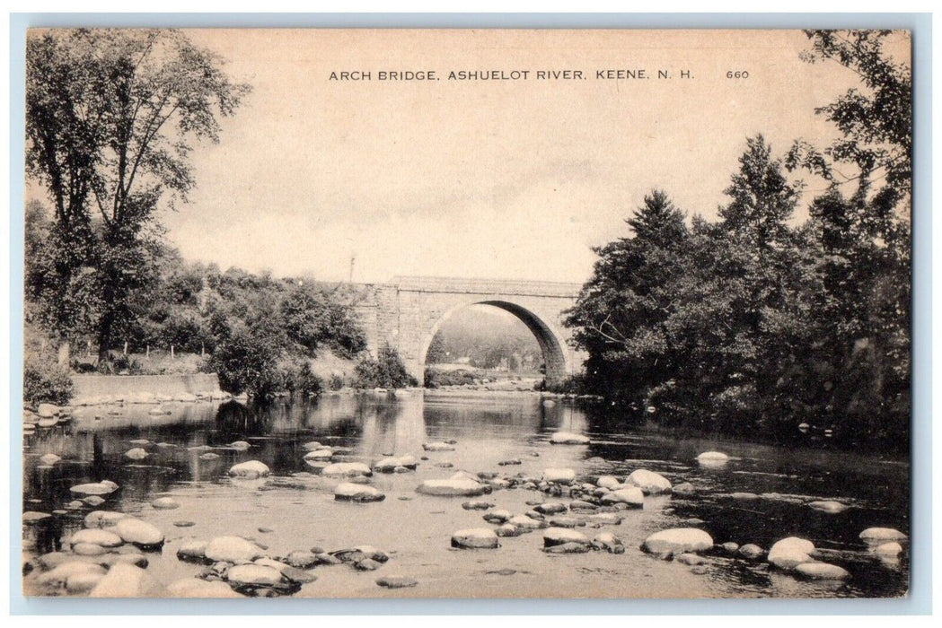 c1910 Arch Bridge Ashuelot River Keene New Hampshire NH Vintage Antique Postcard