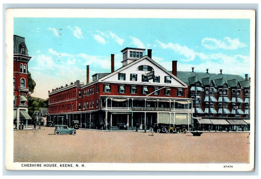 1954 Cheshire House Vintage Car Street Keene New Hampshire NH Antique Postcard