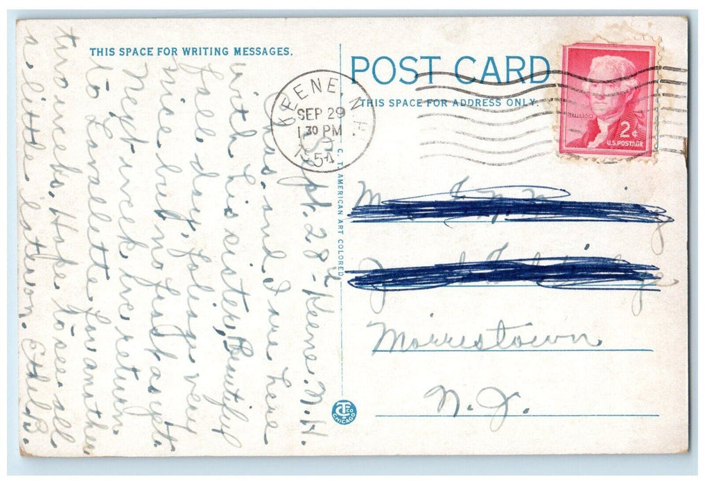 1954 Cheshire House Vintage Car Street Keene New Hampshire NH Antique Postcard