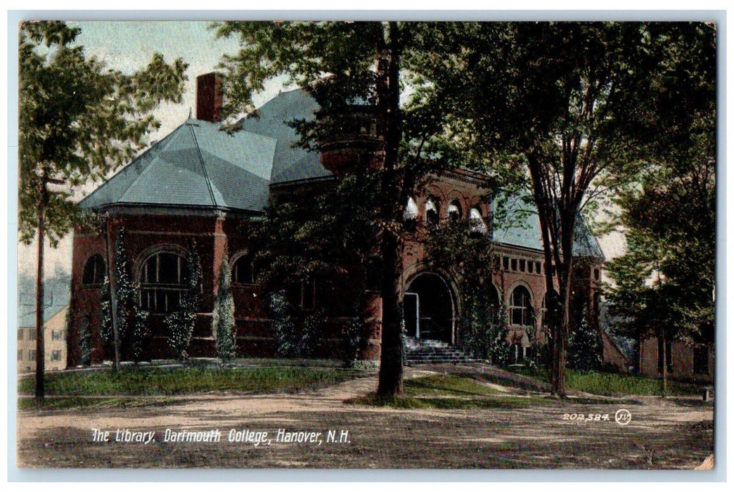c1910 Library Dartmouth College Hanover New Hampshire Vintage Souvenir Postcard