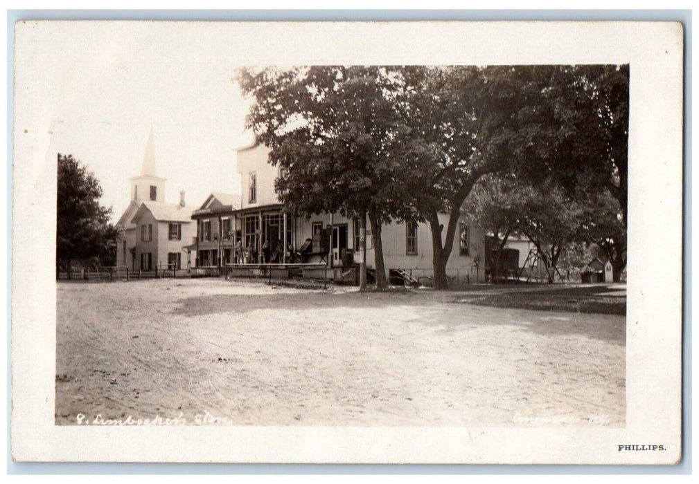 Limbocker's Store Scene Street Conewango Cattaraugus NY RPPC Photo Postcard