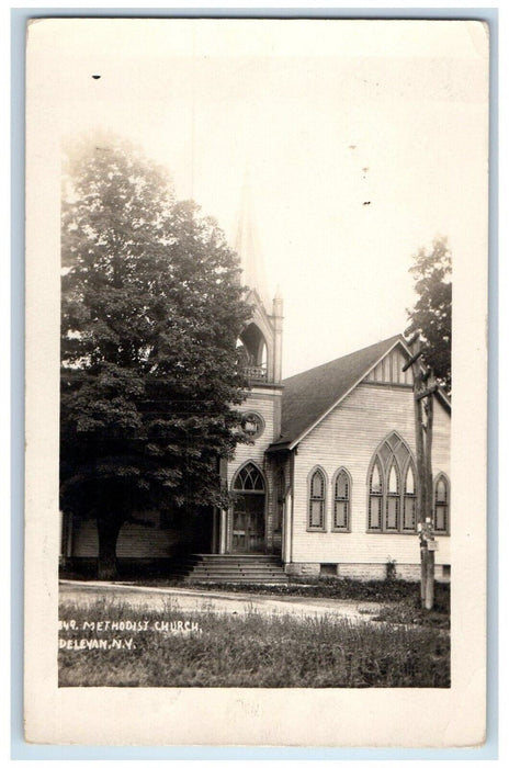 1912 Methodist Church Delevan New York NY RPPC Photo Posted Antique Postcard