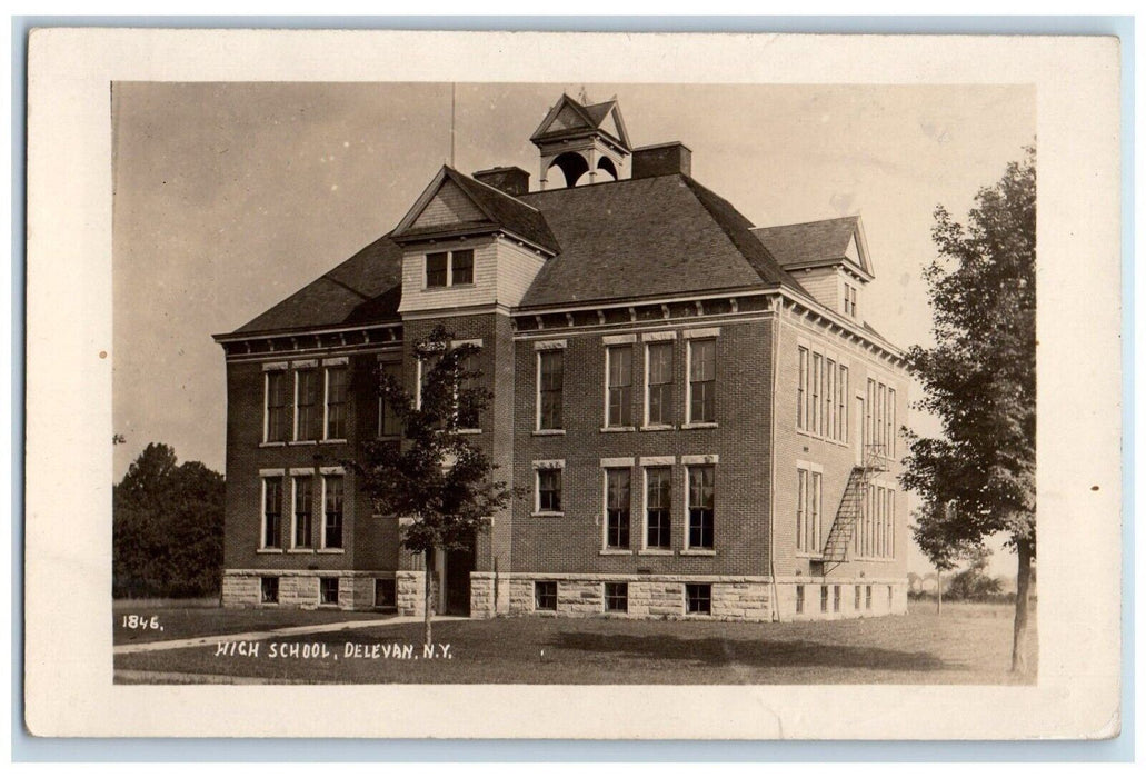 1911 High School Building Delevan New York NY RPPC Photo Antique Postcard