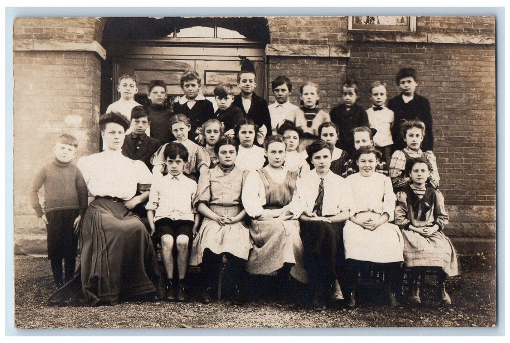 Strict Teacher School Children Ellicottville New York NY RPPC Photo Postcard