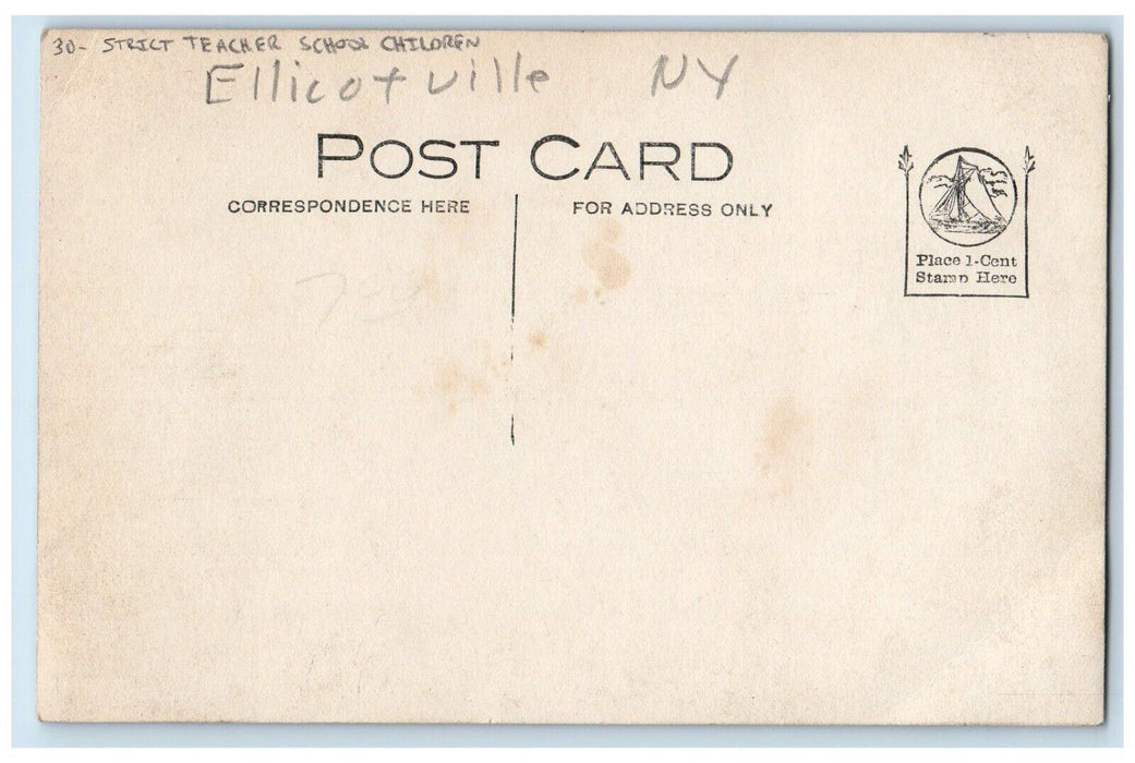 Strict Teacher School Children Ellicottville New York NY RPPC Photo Postcard