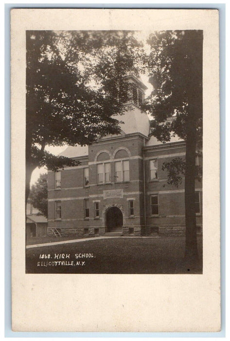 1911 High School Building Ellicottville New York NY RPPC Photo Antique Postcard