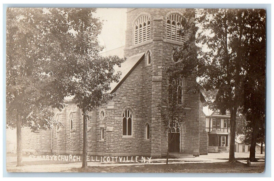 c1910's St. Mary's Church Ellicottville New York NY RPPC Photo Antique Postcard