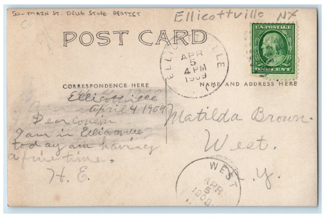 1909 Main St.  Ellicottville New York NY RPPC Photo Antique Postcard