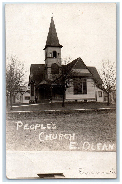 c1910's People's Church East Olean New York NY RPPC Photo Antique Postcard