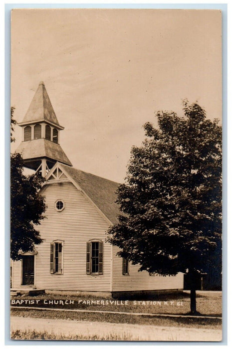 Baptist Church Farmersville Station Cattaraugus Co. NY RPPC Photo Postcard