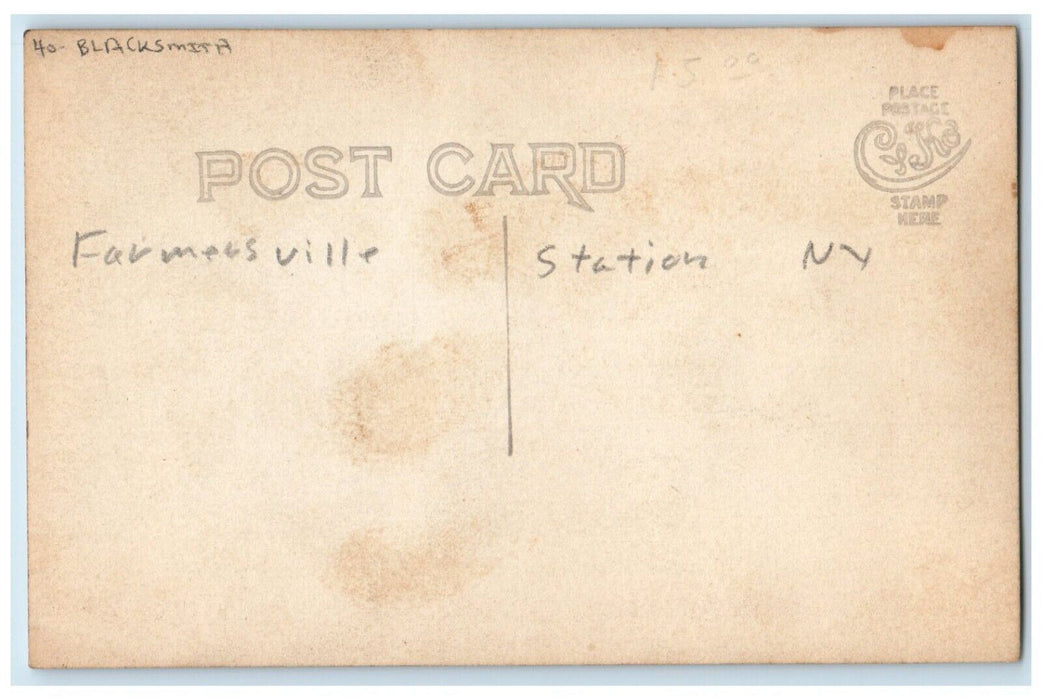 c1910's Blacksmith Horse Wagon Farmersville Station NY RPPC Photo Postcard