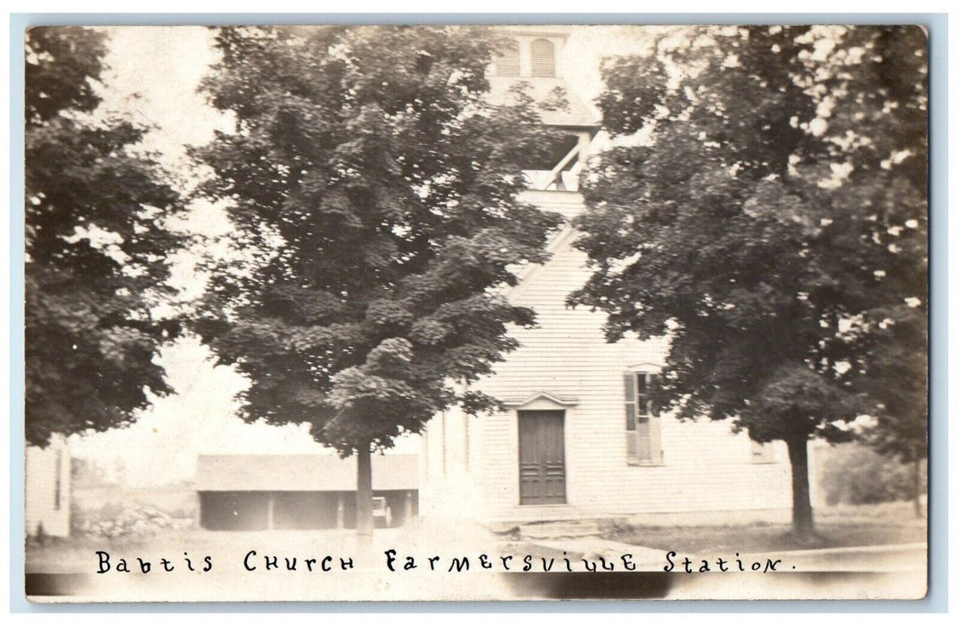 1919 Baptists Church MOB Farmersville Station NY RPPC Photo Antique Postcard