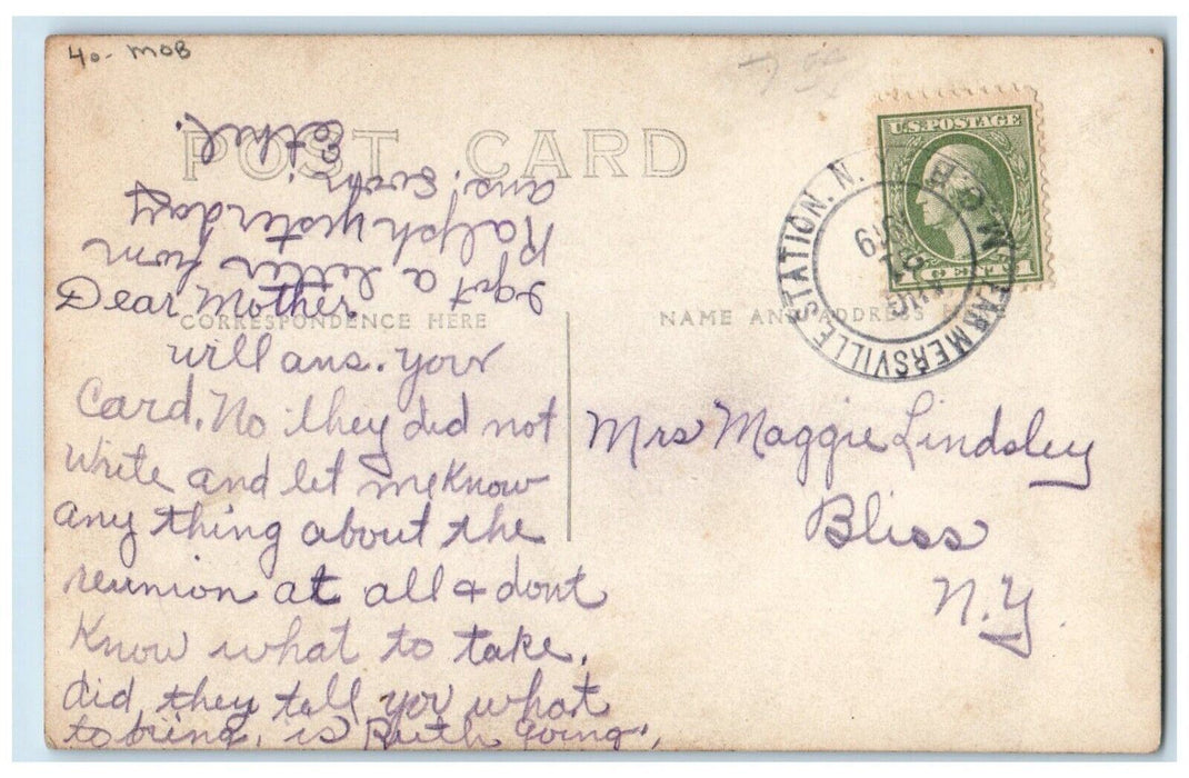 1919 Baptists Church MOB Farmersville Station NY RPPC Photo Antique Postcard