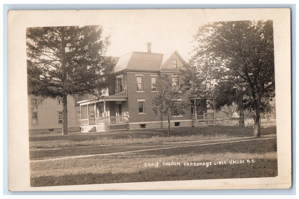 c1910's Congregational Church Parsonage Little Valley NY RPPC Photo Postcard