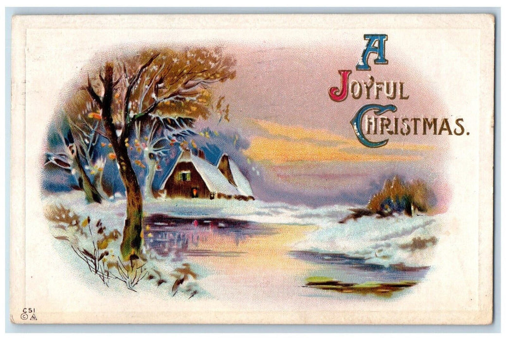 c1910's Christmas House River Trees Winter Snow Indianapolis IN Antique Postcard