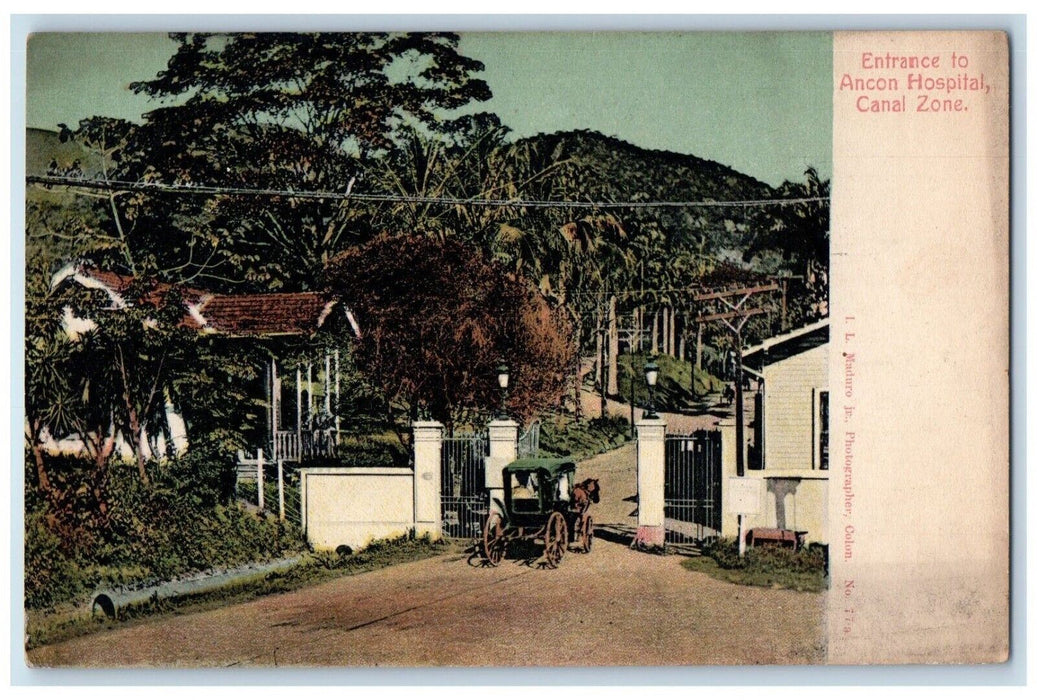 c1905 Entrance To Ancon Hospital Canal Zone Panama PM Antique Vintage Postcard