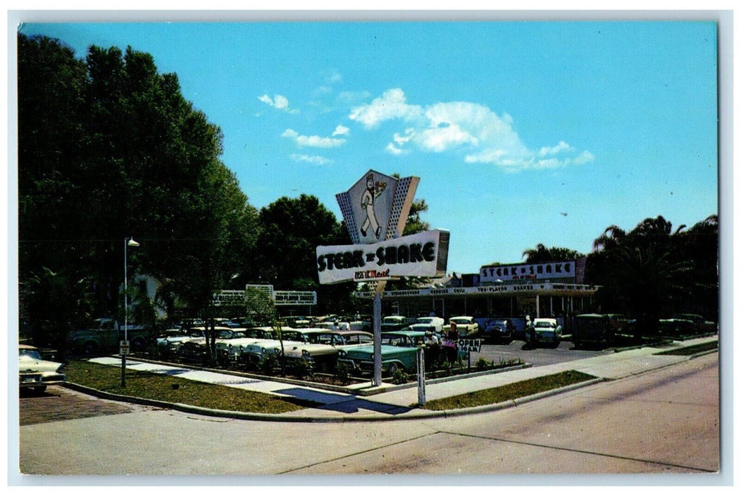 c1960's Steak And Shake Restaurant Cars Daytona Beach Florida FL Postcard
