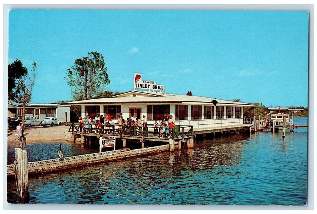 c1960's Inlet Grill Seafood Fishing Nole Cars Daytona Beach Florida FL Postcard