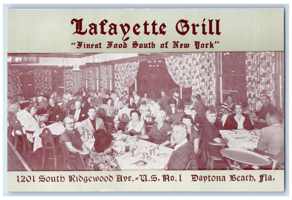 La Fayette Grill Restaurant Dining Room Daytona Beach Florida FL Postcard
