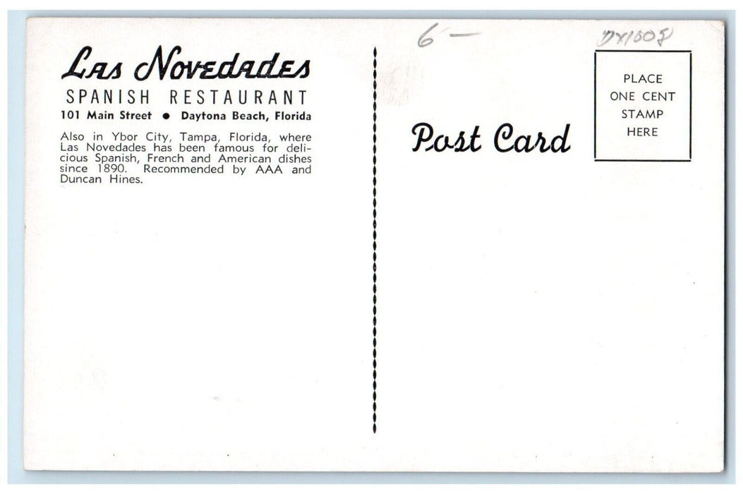 Las Novedades Spanish Restaurant Roadside Daytona Beach Florida FL Postcard