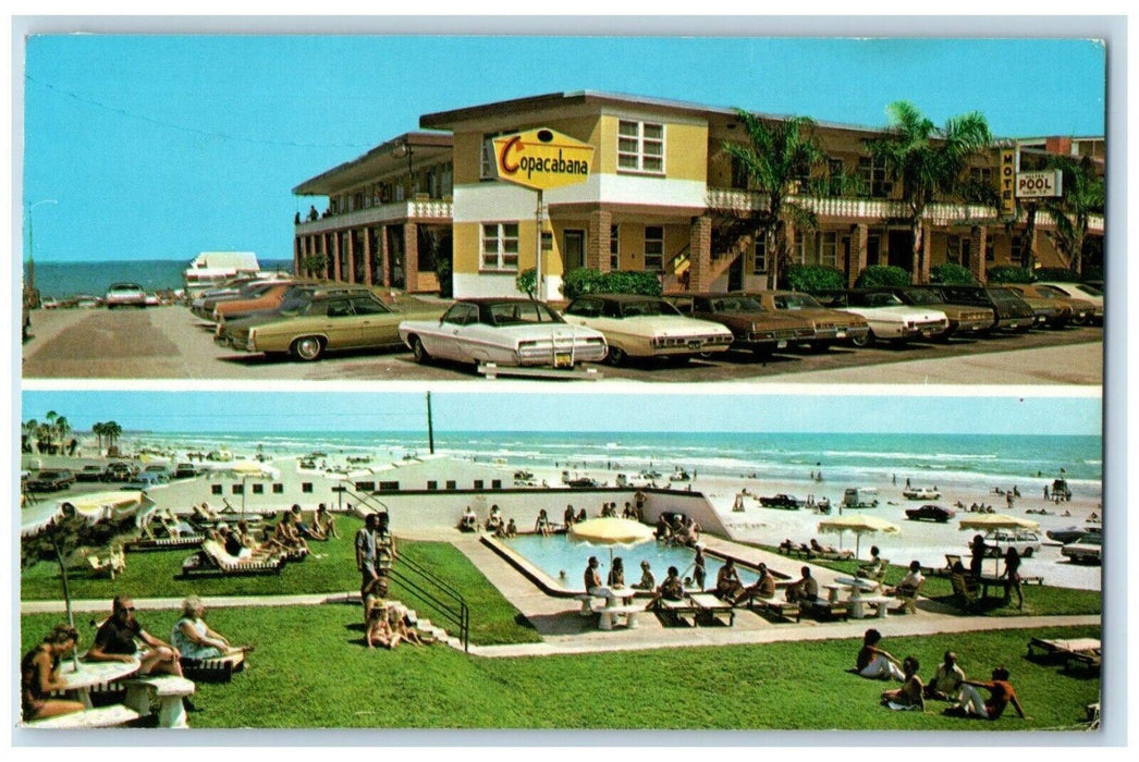 1980 Copacabana Beach Motel Daytona Beach FL, Cars Dual View Postcard