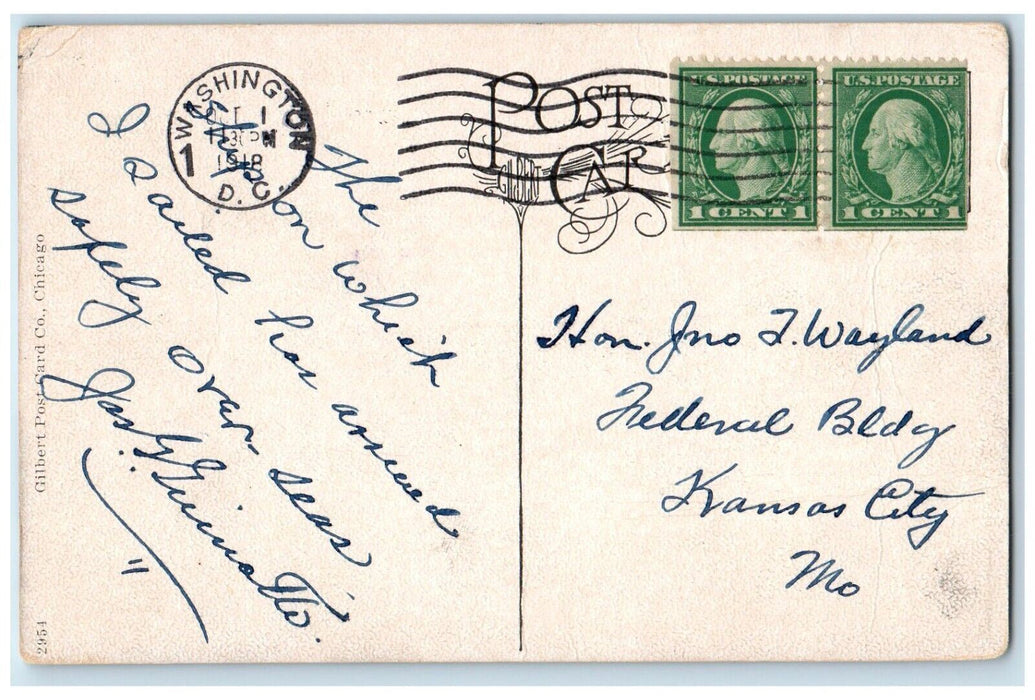 1918 Hotel Winston First Street Penn Avenue Streetcar Washington DC Postcard