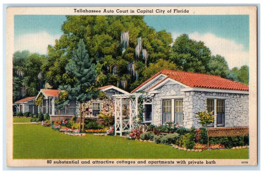 c1940 Tallahassee Auto Court Exterior Capital City Florida FL Antique  Postcard