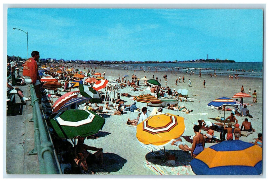 c1960's Umbrellas at Famous Hampton Beach New Hampshire NH Vintage Postcard