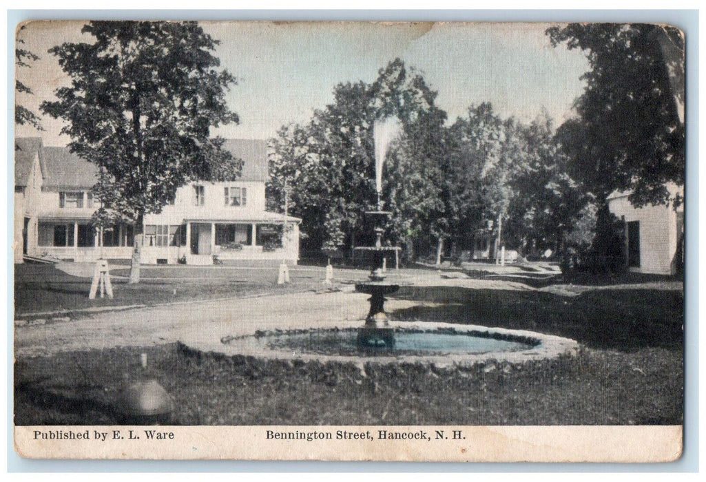 1910 Fountain Bennington Street Hancock New Hampshire NH Antique Postcard