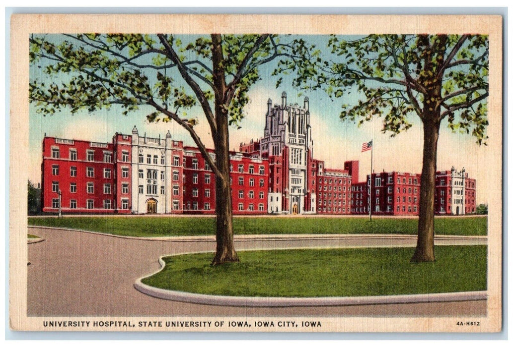 c1940 University Hospital State University Iowa Iowa City IA Vintage Postcard