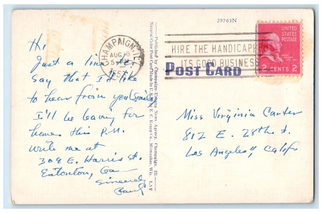 1953 New Lincoln Ave Womens Residence Hall University Illinois Vintage Postcard