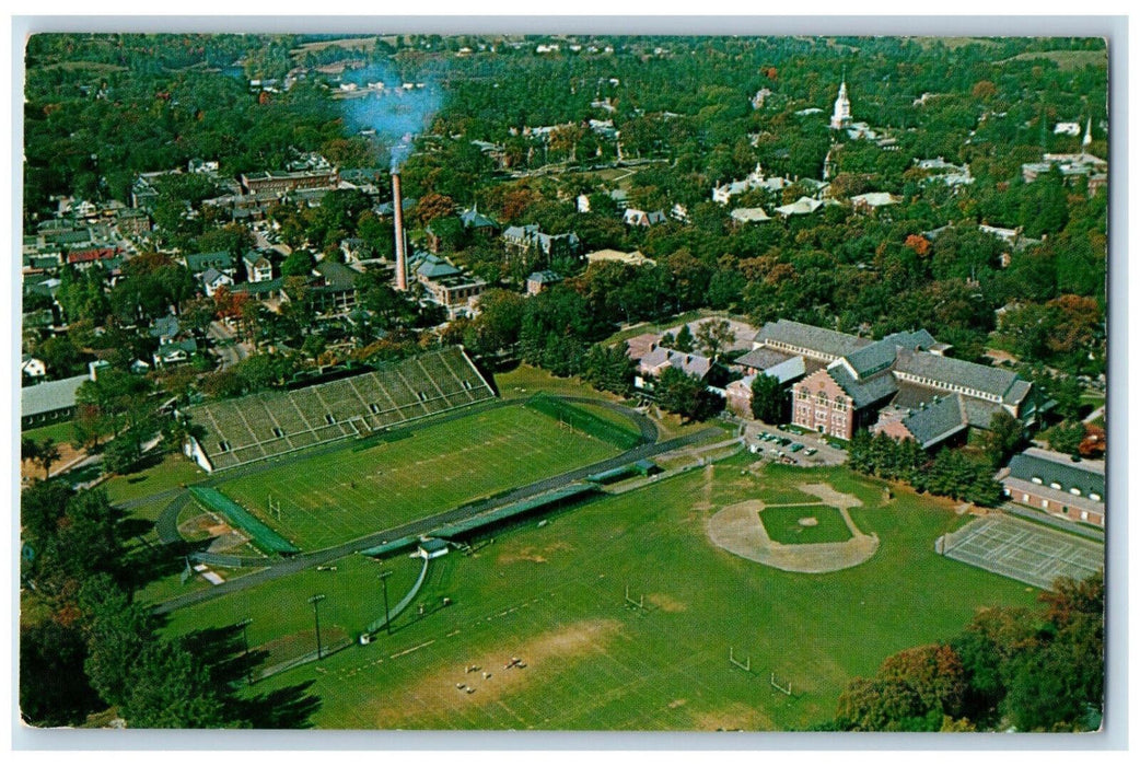 c1960's Aerial View Football Field Home of Dartmouth College Hanover NH Postcard