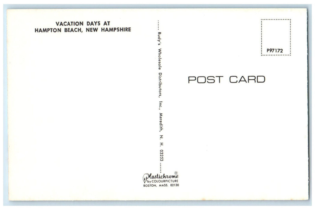 c1960's Umbrella Scene Greetings from Hampton Beach New Hampshire NH Postcard