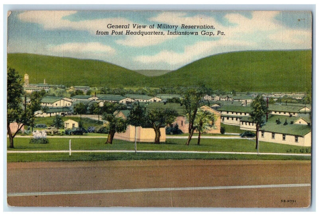 c1940 General View Military Reservation Post Headquarters Indiantown PA Postcard