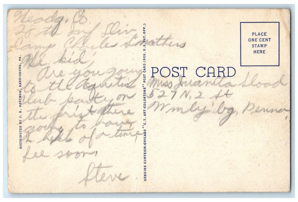 c1940 General View Military Reservation Post Headquarters Indiantown PA Postcard