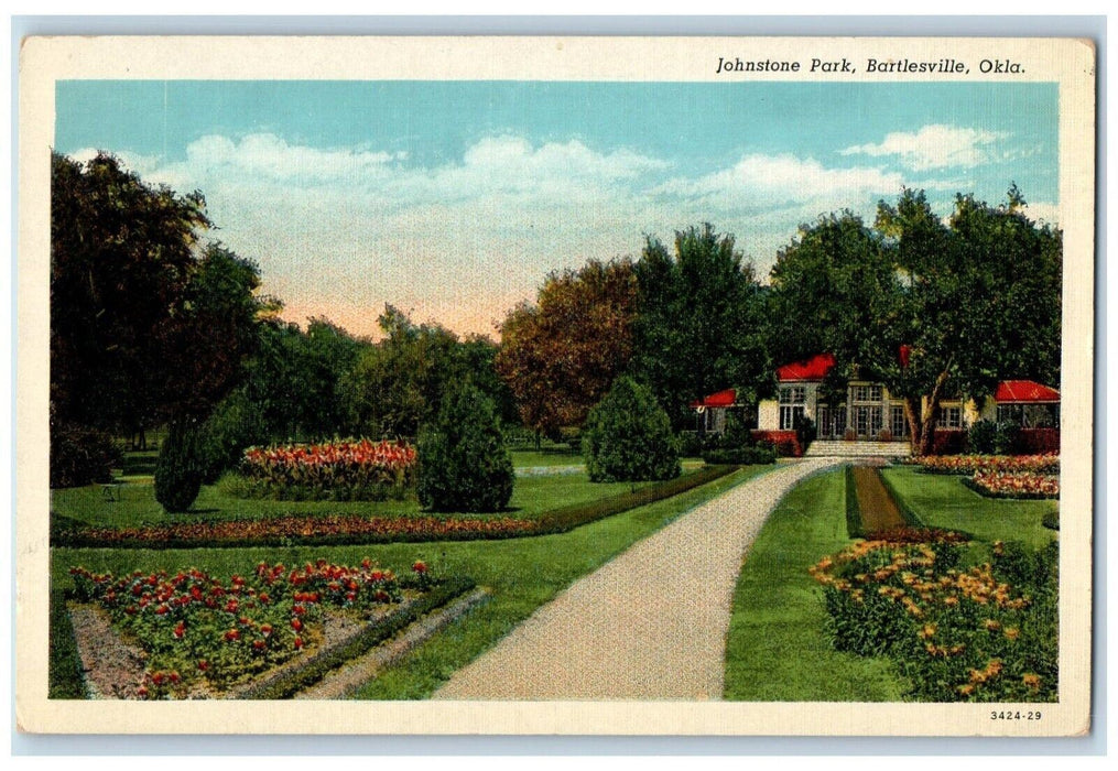 c1940 Johnstone Park Garden Flowers Bartlesville Oklahoma OK Vintage Postcard