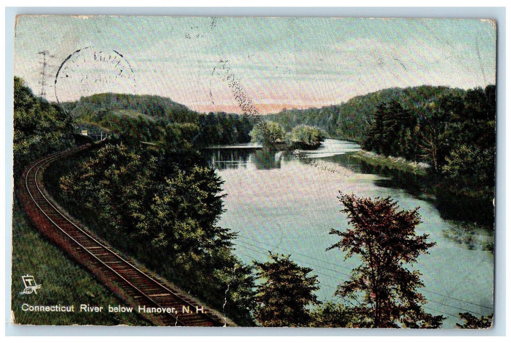 1908 Railroad Connecticut River Below Hanover NH Cetna NH Tuck Art Postcard