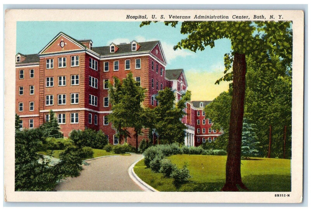 c1940 Hospital US Veterans Administration Center Trees Bath New York NY Postcard