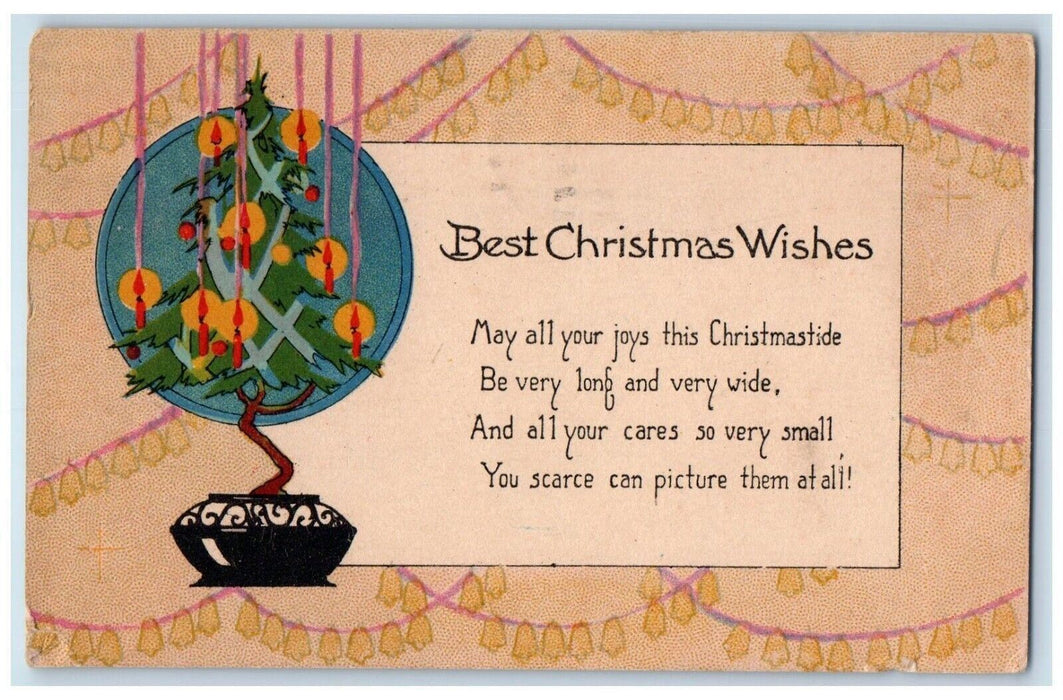 1930 Christmas Tree Candles Arts And Crafts Wooster Ohio OH Vintage Postcard